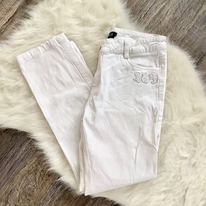 White Gucci straight leg pants with sequin details